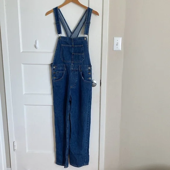 NWOT Free People Ziggy Medium Blue Denim Overalls - Picture 2 of 11